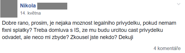 Příspěvek z FB skupiny 40