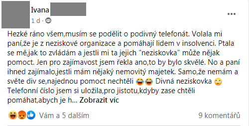 Příspěvek z FB skupiny 65