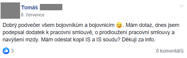 Příspěvek z FB skupiny 23