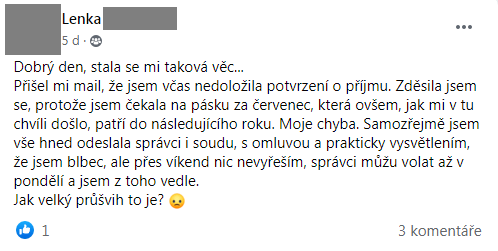 Příspěvek z FB skupiny 64